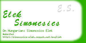 elek simoncsics business card